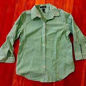 Ralph Lauren green and white button down Size M